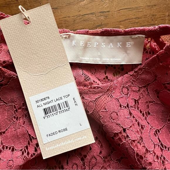 Keepsake The Label All Night Lace Top With Cami Womens Large New With Tags - Picture 6 of 7